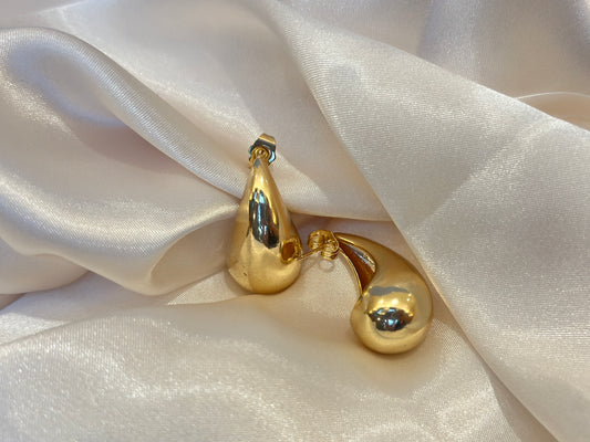 Golden tear drop earrings